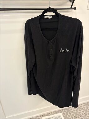 North kinder dada Black Long-Sleeve Henley Shirt